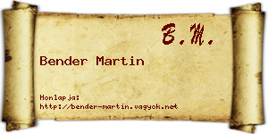 Bender Martin névjegykártya